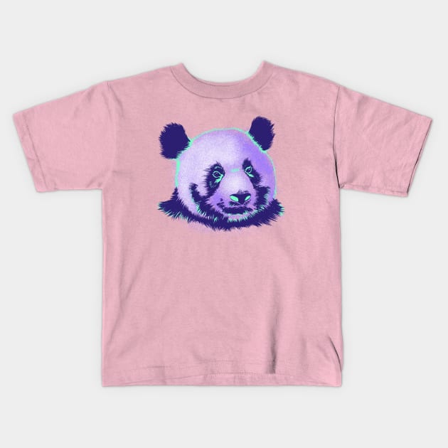 Neon Retro Panda Kids T-Shirt by Danispolez_illustrations